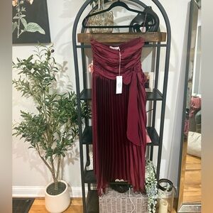 Bishop + Young Burgundy Strapless Dress size small